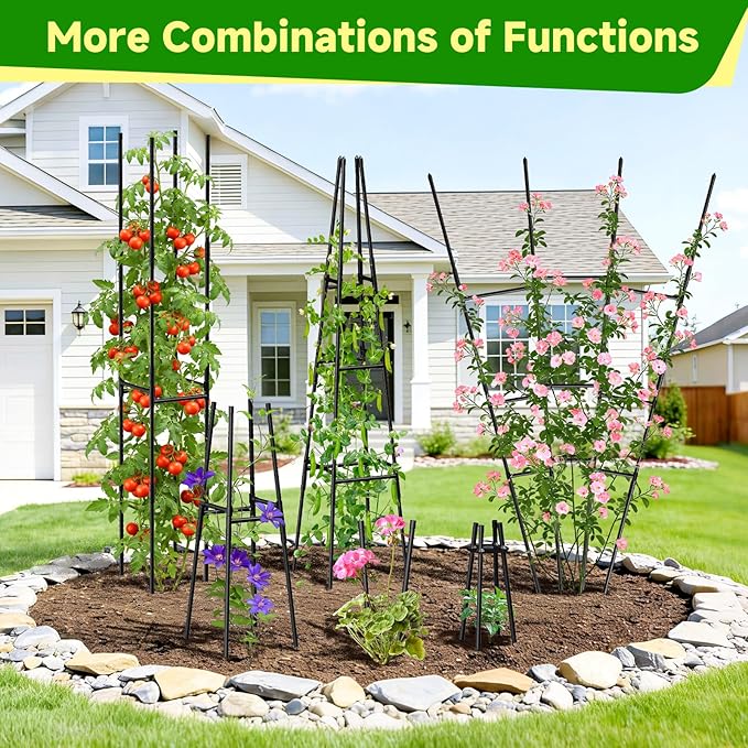 2 Pack Garden Obelisk Trellis for Climbing Plants Outdoor Indoor Pots, Plant Trellis for Climbing Plant Support for Climbing Plants Garden Trellis for Indoor Potted Plants, Vines, Climbing Rose