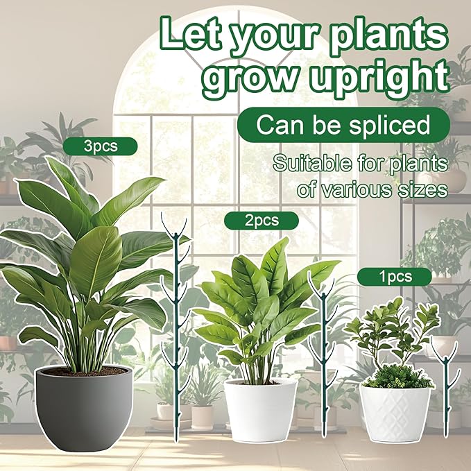 15 Pack Stackable Plant Support Stakes, Climbing Plant Support Pole, Philodendron Garden Stakes for Potted Plants, Plant Holder Stick for Monstera, Pothos