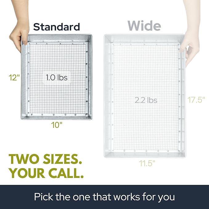 Trapping Soil Sifter, Standard Size (12 x 10 inches) with 1/4-inch Mesh, Garden Sieve for Dirt, Sand, Rocks, and Compost