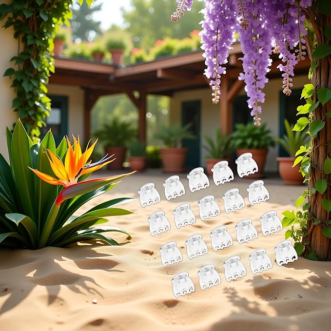 50 Pcs Plant Support Clips,Plant Orchid Clips Flowers Support Clear Fixer for Garden Vine Stem Plants Climbing Clasp Transparent 6 Claws Orchid Plastic Butterfly Plant Support Garden Structures