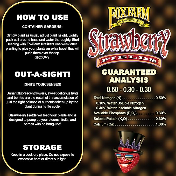 FoxFarm Strawberry Fields Fruiting & Flowering Potting Soil, 1.5cu ft - Use to Increase Blooms, Fruits, and Berries - Made for the Fruiting and Flowering Stages of Plants