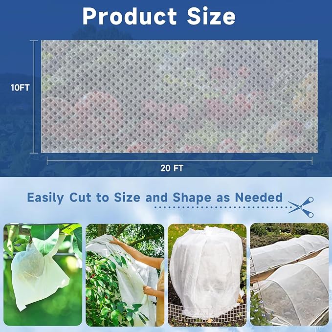 Plant Covers Freeze Protection,10 ft x 20 ft 1.1oz/yd² Thicker Floating Row Blanket Cover Fabric Plant Cloth for Winter Frost Snow and Garden Protection