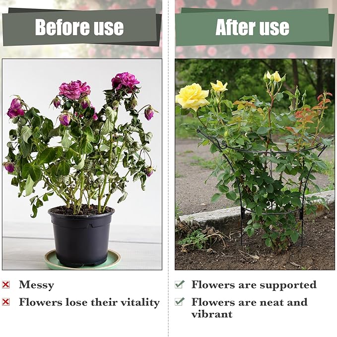 2 Pack Large Peony Cages and Supports,23.2" H X 13.4" D Metal Peony Support Rings,Tall Plant Support Garden Stakes for Outdoor Plants and Other Flopping Flowers