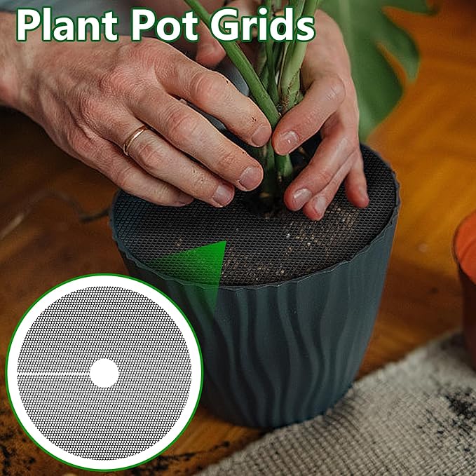 Adnee 6 Pcs 11.8 Inch Plant Pot Grids-Cuttable Plant Pot Soil Covers Protectors from Animals-Indoor Round Planter Pots Soil Guard for Outdoor Garden Plants Protection