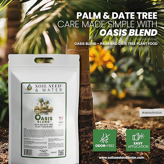 Soil Seed & Water Oasis Blend Organic Fertilizer for Palm & Date Trees – Soil Amendment for Tropical Landscapes - OMRI Listed Organic Fertilizer