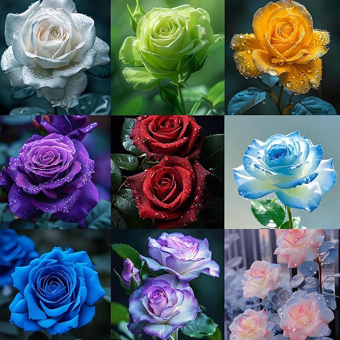 Mix Climbing Rose Seeds for Planting, 30+pcs Beauty Rare Rose Flower Seeds, Heirloom Non-GMO Home Garden Ground Cover Blooms Flowers Plants in Outdoors