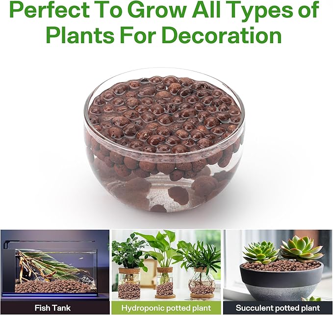 5 LB Expanded Leca Clay Pebbles for Plants, Natural Leca Balls for Indoor Plants, Hydroponic Clay Pebbles for Orchid Potting, Drainage, Aquaponics & Gardening