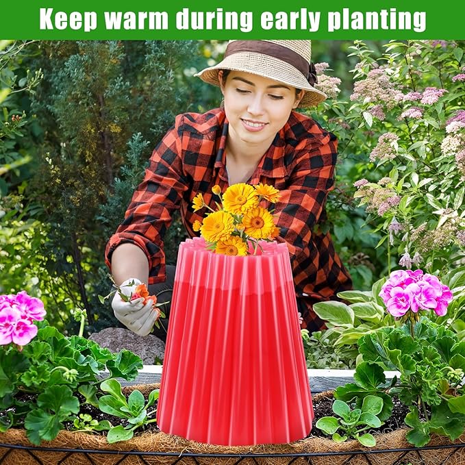 MJZ 10 Pack Walls of Water Plant Protectors, 18.3" x18.3" Thickened PE Wall of Water for Tomato Plants, Early Season Insulated Plant Protector Freeze Protection, Plant Covers for Winter Cold Weather