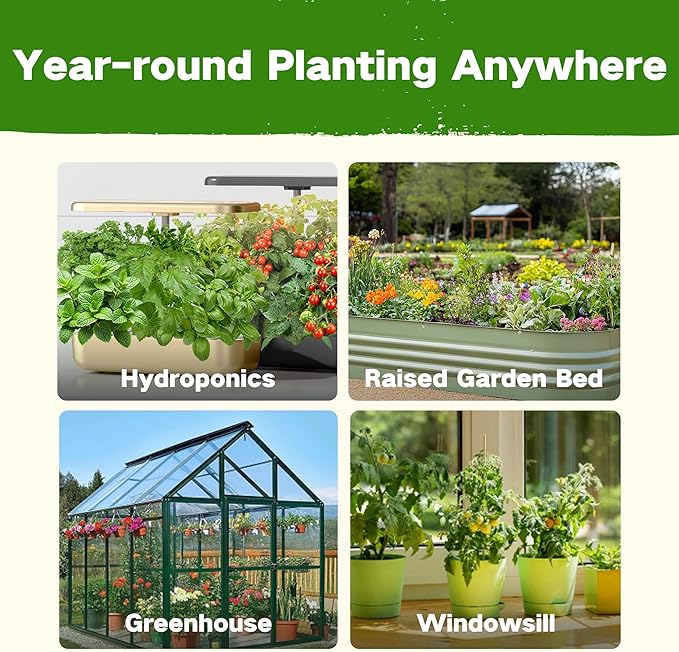 Lush&Dew Year-Round USDA Zone 9 Seed Bank, Gift for Mom Dad, 32 Varieties Non-GMO Heirloom Seeds of Vegetables Herbs, Gardening Gifts for Women Men, Survival Seed Kit for Raised Garden Bed Greenhouse