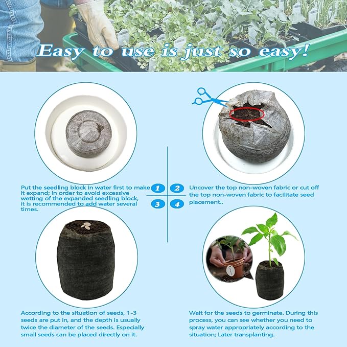 56Pcs 40mm Peat Pellet Fiber Soil Plant Seed Starters,Compressed Peat Pellet Fiber Soil Plant Seed Starter Pods,Seed Fertilizer Nutrient Block Compressed Peat Block