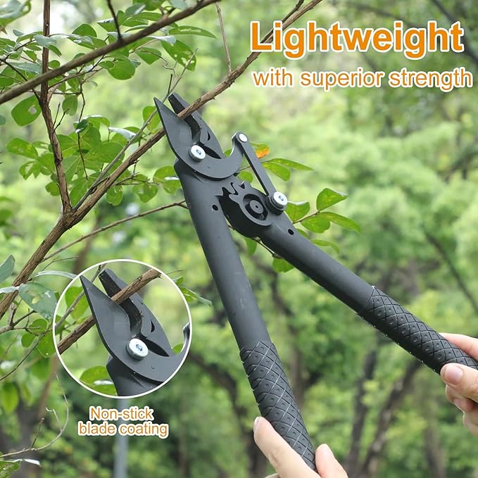 3-Piece Lightweight Garden Tool Kit with Rotating Grass Shears, Compact Lopper & Retractable Pruning Saw for Backyard Trimming & Light Yard Care