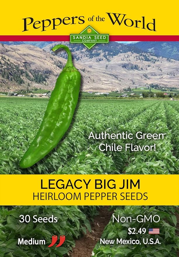 Big Jim Legacy Hatch Variety - 30 Seeds - Authentic Green Chile Flavor! Mild-Medium Heat