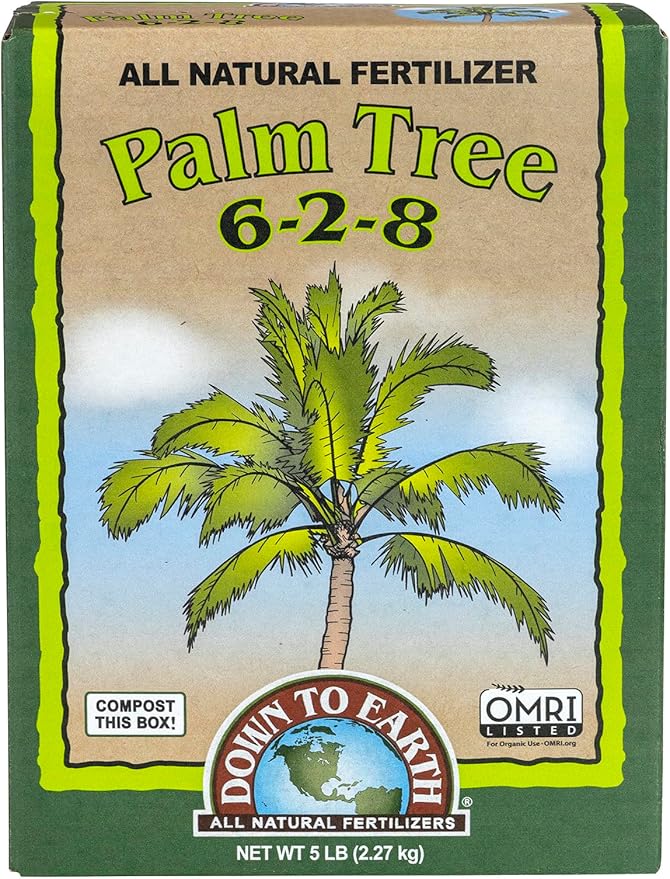 Down To Earth All Natural Fertilizers Organic Palm Tree - Plant Food for Palms, Cycads, Exotic and Tropical Plants 6-2-8, 5 lb