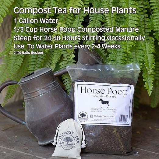Horse Poop, 100% Natural Aged Unpasteurized Composted Manure and Sifted Premium Garden Soil Amendment for Plants, Compost Tea and Mushroom Substrate