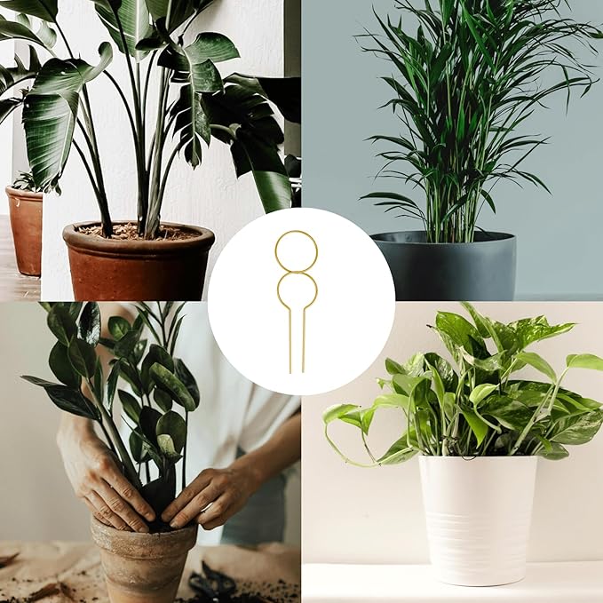 5PCS Gold Metal Trellis for Potted Plants, Plant Support Stake for Climbing Plants Indoor, Small Plant Support for Garden Indoor Houseplant, Flower Orchids Monstera Hoya Pothos Philodendron