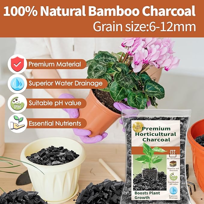 Horticultural Charcoal for Plants,4QT Premium Activated Charcoal for Indoor and Outdoor Plants,Ideal for Soil Amendment, Orchids,Succulent,Cactus, Terrariums & Gardening
