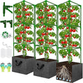 Tomato Cages for Garden with 3 Grow Bags 10 Gallons, 3 Pack Metal Tomato Cage Trellis, Garden Cage Heavy Duty Tomato Stake Support