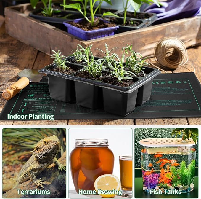 Seedling Heat Mat 3 Pack Durable Waterproof Plant Heating Pad 10"x 20.75" for Germination, Indoor Gardening, Greenhouse