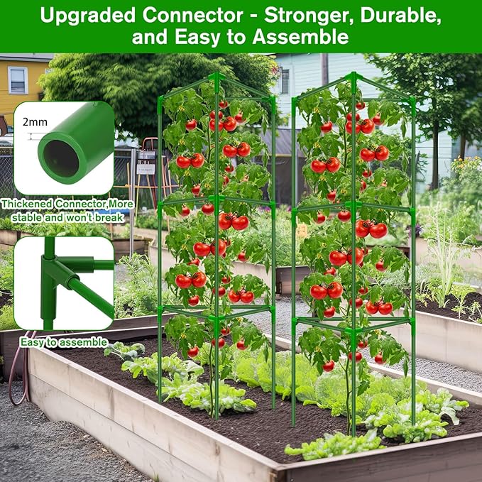Tomato Cages for Garden, 3 Pack Tomato Cage Trellis, Garden Cage Heavy Duty Tomato Stake Support, Garden Stakes Plant Cage for Pots Plants Vegetables