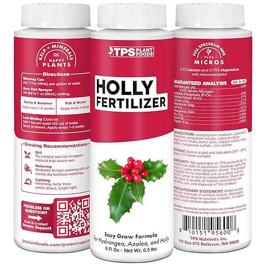 Holly Fertilizer – Liquid Plant Food for Deep Green Leaves, Dense Growth & Strong Roots, 1 Gallon
