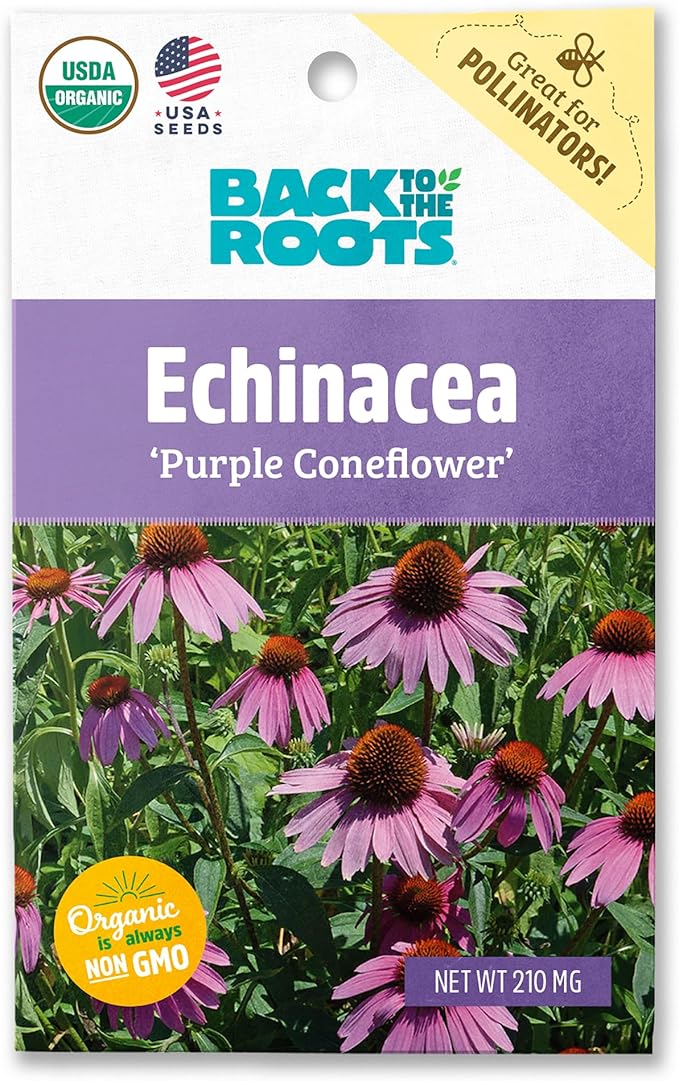 Back to The Roots 100% Organic Seed Packet - Echinacea 'Purple Coneflower' 210mg