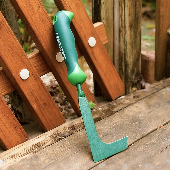 Crack Weeder, 11" L-Shaped Side-Walk Weed Puller with Ergonomic Rubber Handle, Crevice Weeding Tool for Sidewalk, Wall Gaps, Garden Lawn Yard, Patio Terrace Paving Moss