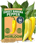 HOME GROWN Non GMO Banana Pepper Seeds Pack 94 Heirloom Vegetable Seeds High Germination Sweet Peppers for Planting Indoors or Outdoor Garden (Capsicum annuum) (1pack)