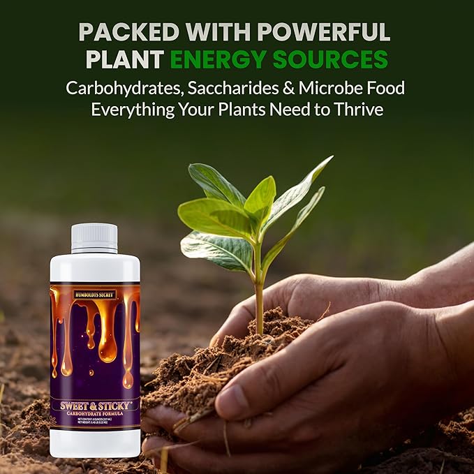 Humboldts Secret Sweet & Sticky Carbohydrate and Saccharide Plant Energy Additive | Indoor and Outdoor Plant Nutrients Enhancer for Growth and Aroma | Boosts Flavor and Development | 8 Ounce
