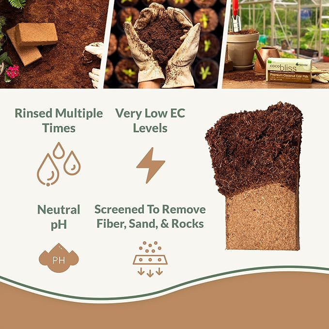 Coco Bliss 250gm Bricks (10-Pack) + Perlite Bliss (8 Qts) - Organic Coco Coir for Plants & Horticultural Perlite for Plants - Coconut Coir Bricks - Bulk Garden Soil & Potting Soil Mix