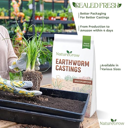 Earth Worm Castings 10lb - Organic Fertilizer Includes Humic Acid - Pure Worm Castings for Gardening