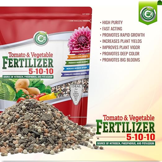 5-10-10 Tomato & Vegetable Fertilizer - Made in USA - NPK + Micronutrients Plant Food for Flower Gardens - (Cz Garden Organics All Purpose Fertilizer 8LB)
