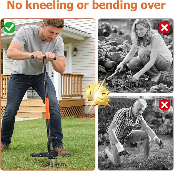 Weed Puller Tool with Long Handle, 43Inch Stand Up Weeder Hand Tool, Easily Remove Weeds Without Bending, Kneeling