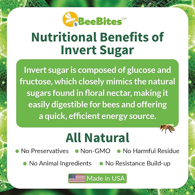 STRONG MICROBIALS BeeBites: SuperFood for Healthy Hives - Honey Bee Fondant with Spirulina and Chlorella - Probiotics Powered by Algae - Best Food for Queen Immunity - 10 Bars (50g Each)