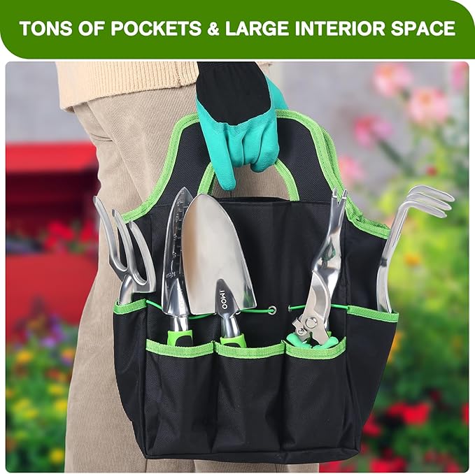 JMOO Garden Tools, 8-Piece Garden Tool Set with Non-Slip Ergonomic HandlesIdeal for All Ages, This is The for Dad and Mom, and Gardening Enthusiasts.