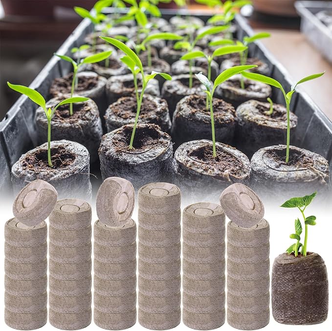 300 Pcs 50mm Seed Starter Peat Pellets Bulk for Compressed Seed Starting Pellets Seed Starter Pods Plugs Soil Peat Pods for Starting Seeds, Plant Transplant Grow Garden Flower Vegetables