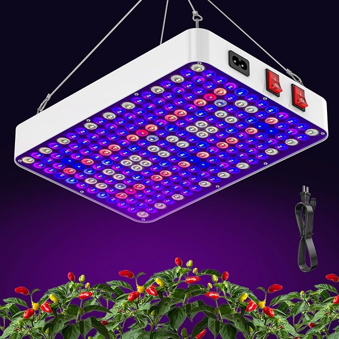 LED Grow Lights for Seed Starting Vegetables Bloom, UV-IR Included Hanging Full Spectrum Grow Lights for Indoor Hydroponic Plants Greenhouse Growing Lamps Veg Bloom Daul Mode