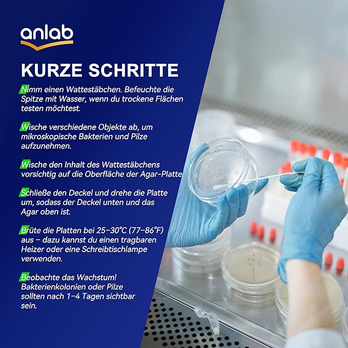 Nutrient Agar Petri Dishes Science Project Kit | Pre-Poured Agar Plates and Cotton Swabs for Science Experiments | Bacteria Science Kit - Sealed Separately (Items of 10)