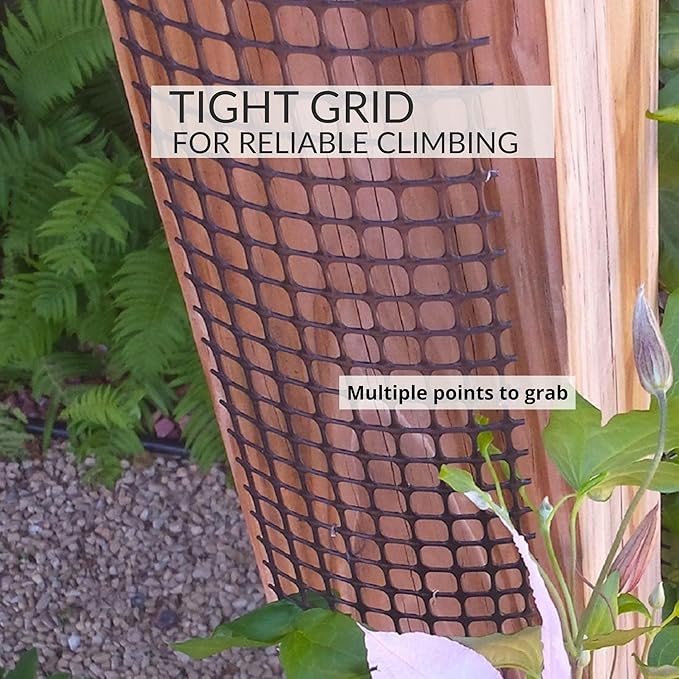 Deck Post Trellis for Posts and Columns, 108 in x 4 in Narrow Climbing Plant Support, HDPE Mesh Vine Trellis for Clematis and Vines, Scroll Trellis 2-Pack