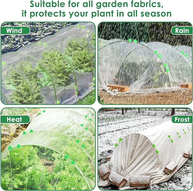 60 Pcs Garden Hoops for Raised Beds, 12 Sets Greenhouse Hoops Grow Tunnel Rust-Free Fiberglass Hoop House Kit, Plant Support Garden Stakes Hoops Frame for Netting Shade Cloth Row Cover Garden Supplies