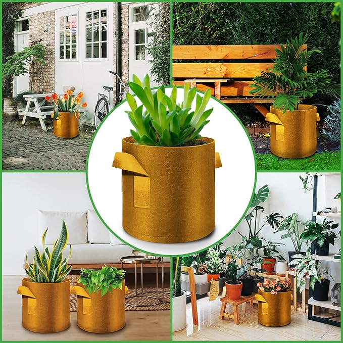 12 Pack 3 Gallon Plant Grow Bags, Thickened Nonwoven Fabric Pots with Handles, Vegetable Planter Bags Containers, Cloth Planters for Garden Vegetable/Flower/Plant/Fruits Outdoor (Brown)