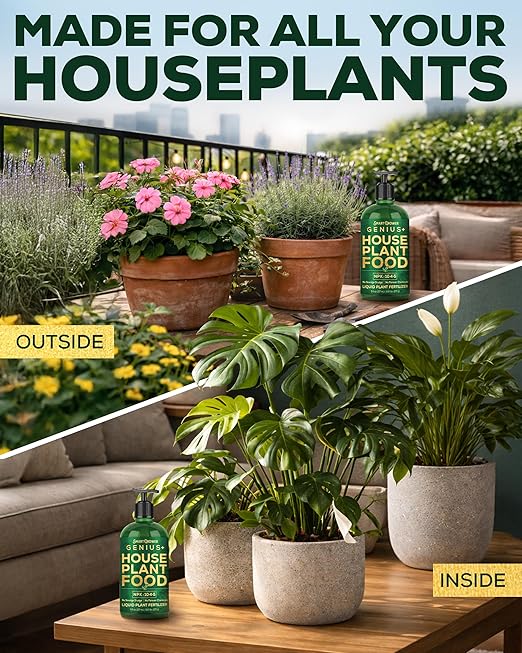 Plant Food for Houseplants, Instant Indoor Plant Fertilizer for Healthier Plants, Clean & Safe for Indoor & Outdoor Use, USA Made - Smart Grower Genius+ Easy Squirt Pump 8oz Makes 96 Gallons