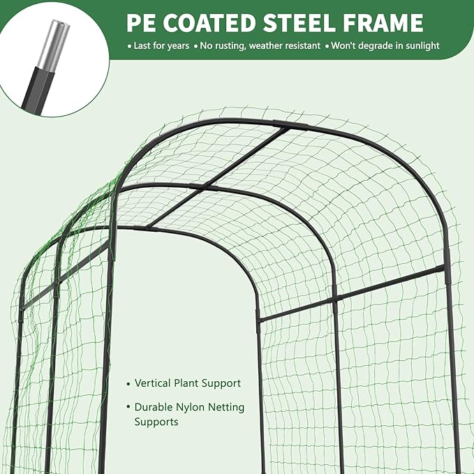 Tall Garden Arch Trellis for Climbing Plants, 83in Tall Metal Plant Support Trellis Archway for Climbing Plant Vegetables Cucumber, Outdoor Yard Lawn Garden Arch Tunnel Trellis