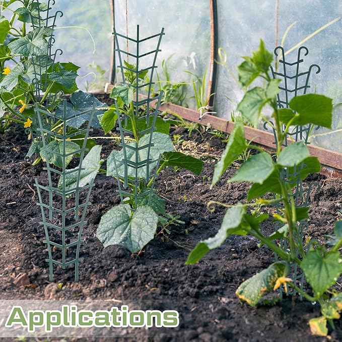 50 Pack Plant Trellis for Pots Garden Trellis for Potted Plants Flower Pots Support Stackable Plastic Mini Holders for Climbing Plants Peas (Sheep Horn and Straight)