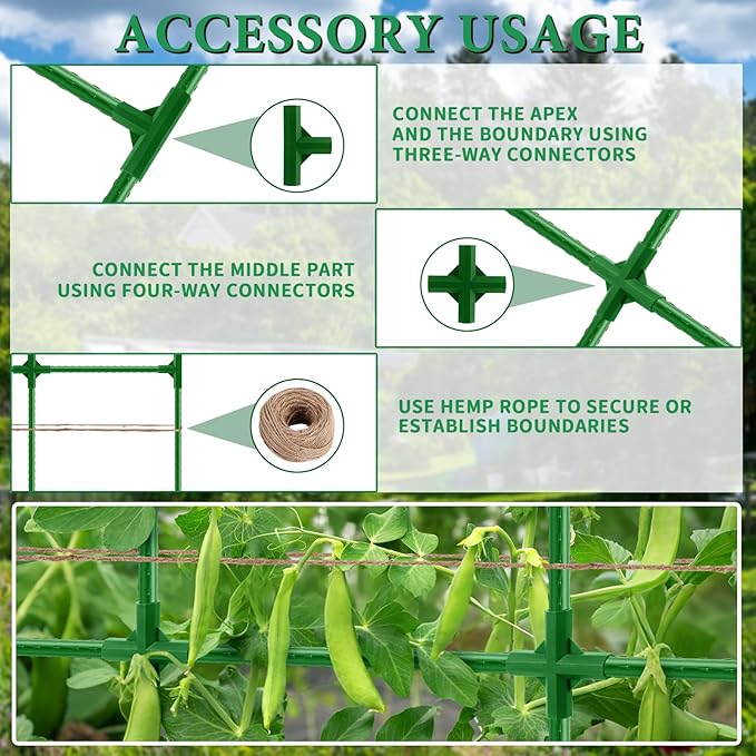 Pea Trellis, Trellis for Peas, 47" L x 65" H Tall Expandable Pea Trelli for Raised Bed Garden, Sturdy Garden Trelli for Beans, Peas & Other Climbing Vegetables