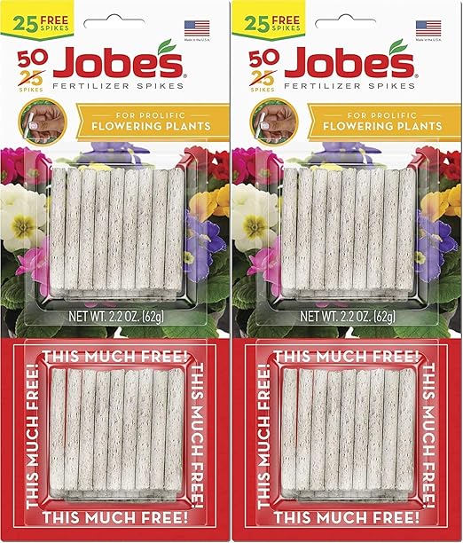 Jobe's 05231T Flowering Plant Fertilizer Spikes 10-10-4, Multicolor - 2 Pack