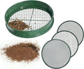 11.8 Inch Garden Soil Sifter Set Dirt Sifter with Interchangeable Screens,Multi-Functional Rock Sifter for Gardening Compost Bonsai and Sand Separation (Green)
