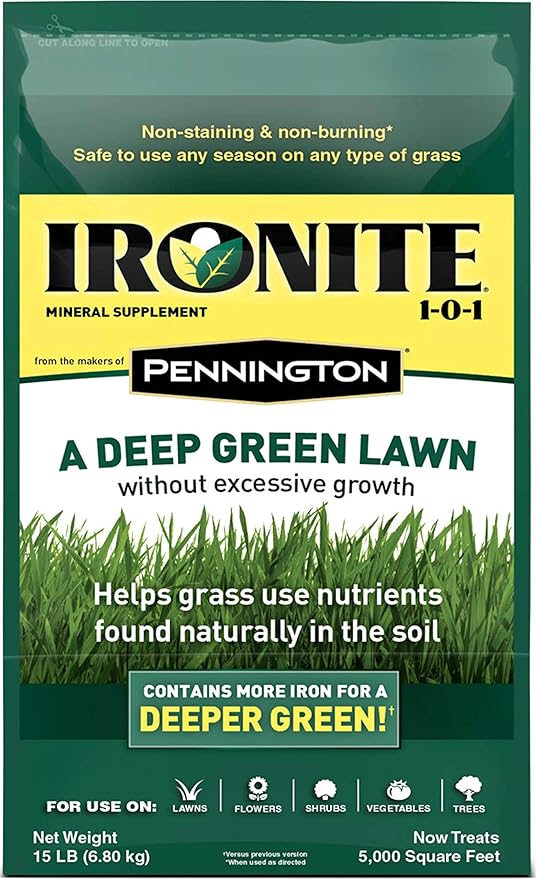 Pennington Ironite All-Purpose 1-0-1 Lawn & Garden Fertilizer 5000 sq. ft. for All Grasses - Total Qty: 1