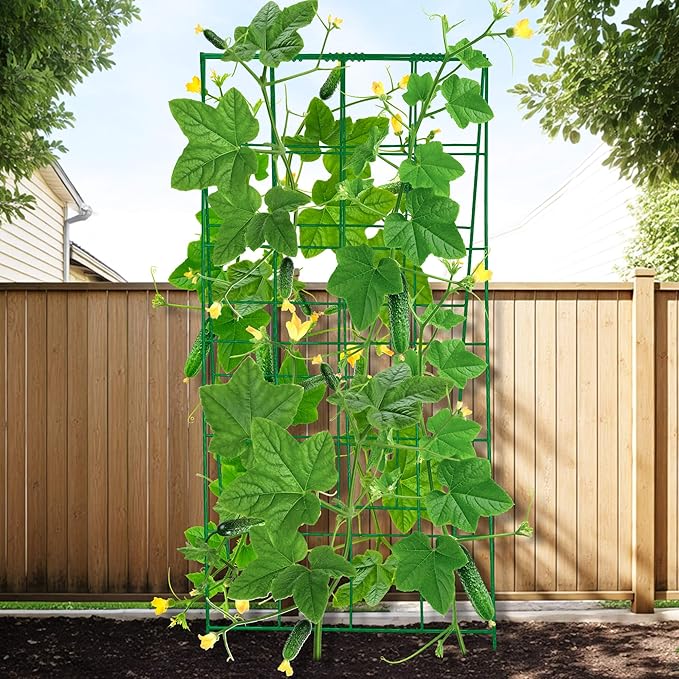 3 Packs 23.6" W x 54" H Foldable Cucumber Trellis, A-Frame Garden Grow Support for Cucumber, Squash, Peas and Flowers - Lightweight