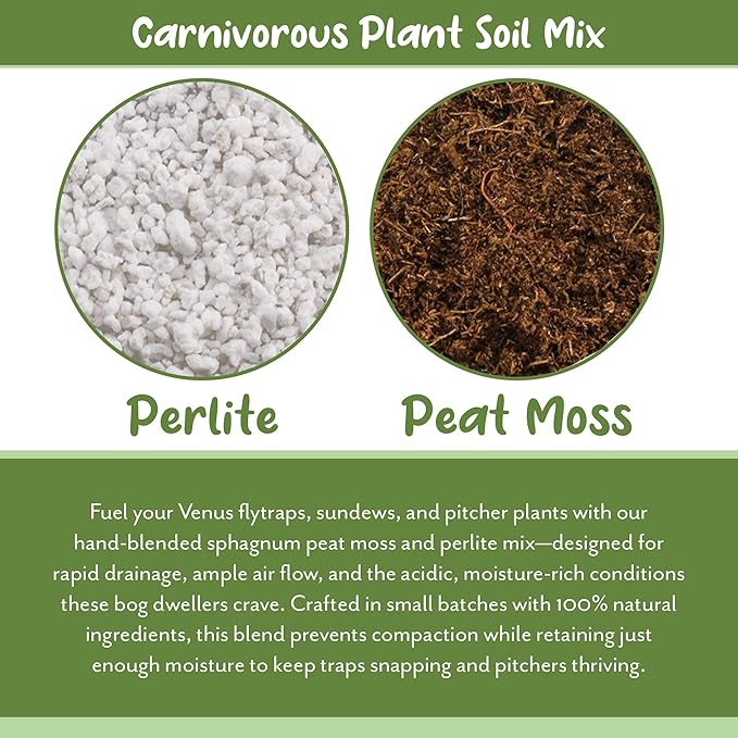 Soil Sunrise Carnivorous Plant Potting Soil Mix (2 Quarts) Ideal Additive for Venus Fly Traps, Sundews, and Pitcher Plants