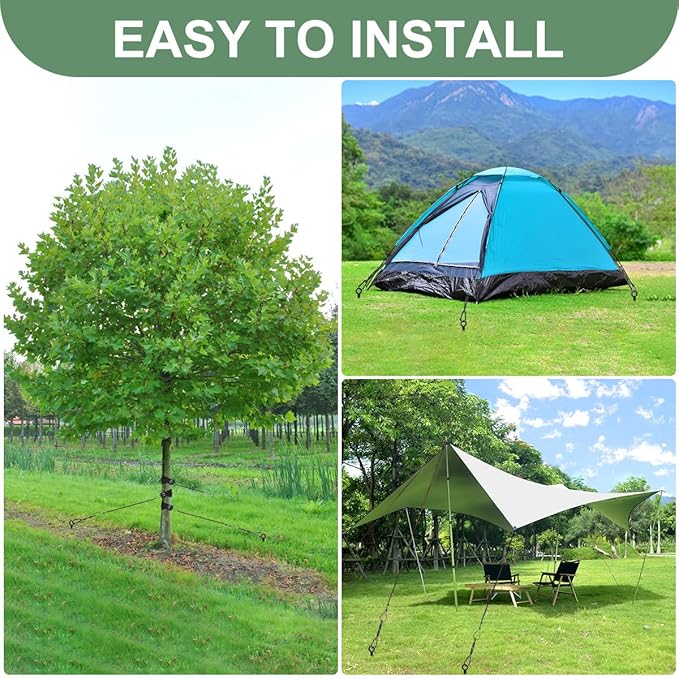 3 Pack 18" Tree Stakes and Supports for Leaning Trees, Tree Stake Kit Heavy Duty, Tree Supports Stakes with 3 Straps & 3 Turnbuckles & 3/16 PVC Coated Wire Rope